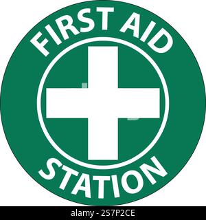 Cartello da pavimento, stazione di pronto soccorso Illustrazione Vettoriale