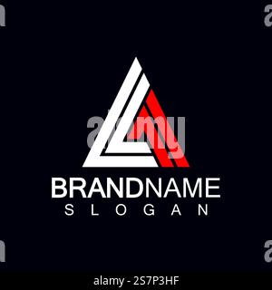 Logo monogramma a forma di triangolo con lettera creativa LA Illustrazione Vettoriale