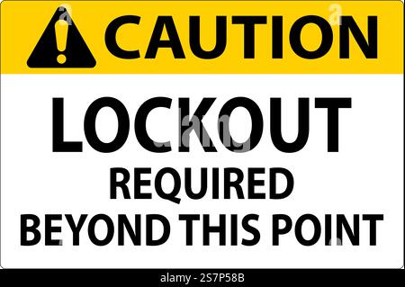Cartello di attenzione, blocco richiesto oltre questo punto Illustrazione Vettoriale