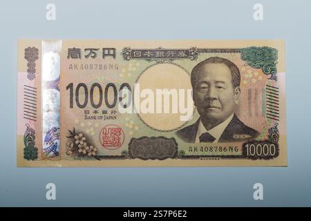 Taipei, Taiwan - 20 gennaio 2025 banconota giapponese da 10000 yen su un lato Foto Stock