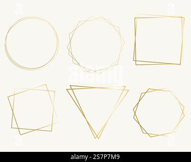 Set grande con cornici dorate e sfondo bianco banner con mesh sfumata, illustrazione vettoriale Illustrazione Vettoriale