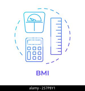Icona del concetto gradiente blu BMI Illustrazione Vettoriale