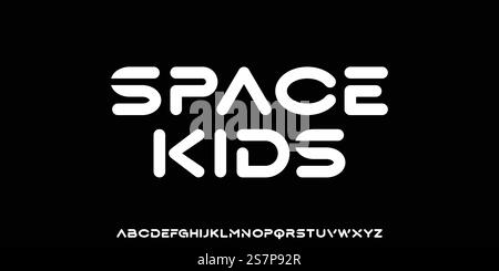 Moderno e divertente vettore di font di visualizzazione arrotondata Illustrazione Vettoriale