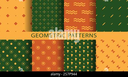 Serie di ripetizioni geometriche senza giunture. Illustrazione Vettoriale