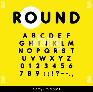 Alfabeto audace con angoli arrotondati e morbidi. Font moderno per pubblicità, Web, eventi, feste per bambini, altre attività. Alfabeto audace con angoli arrotondati e morbidi. Font moderno per pubblicità, Web, eventi, feste per bambini, altre attività. Illustrazione Vettoriale