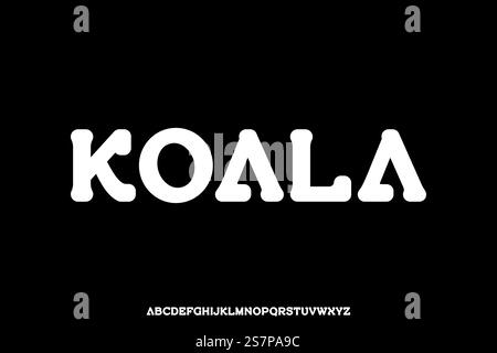 Carattere carattere carattere carattere unico con caratteri arrotondati in grassetto per visualizzare il vettore dei caratteri. Illustrazione di stile tipografico creativo Illustrazione Vettoriale