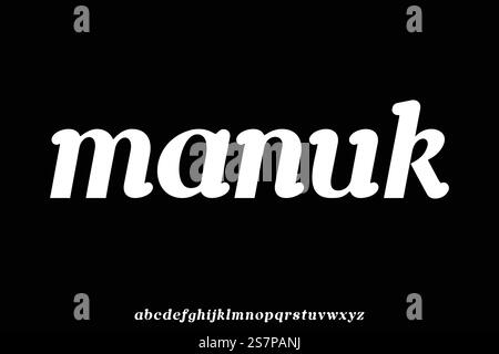 L'illustrazione del vettore font viene visualizzata con caratteri corsivo arrotondati spessi Illustrazione Vettoriale