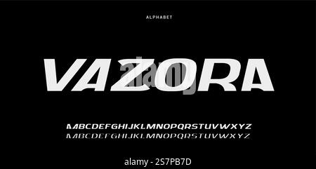 Caratteri alfabetici moderni futuristici digitali astratti Illustrazione Vettoriale