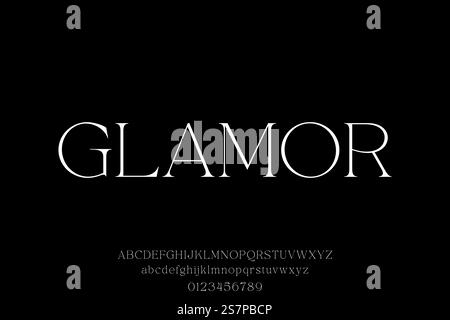 Elegante carattere minimalista di lusso serif vettore Illustrazione Vettoriale