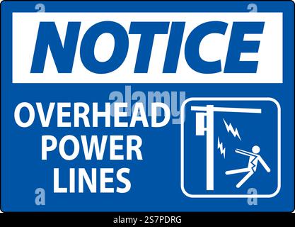 Cartello di avviso linee elettriche aeree Illustrazione Vettoriale