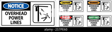 Segnale di pericolo linee elettriche aeree Illustrazione Vettoriale