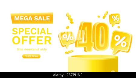 Offerta speciale Mega sale, banner sconto 40. Promozione cartello. Vettore. Offerta speciale Mega sale, banner sconto 40. Promozione cartello. Illustrazione vettoriale Illustrazione Vettoriale