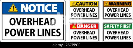 Segnale di pericolo linee elettriche aeree Illustrazione Vettoriale