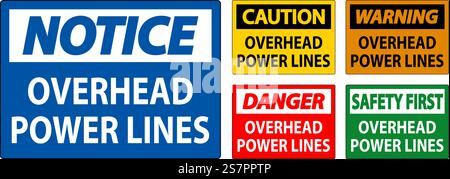 Segnale di pericolo linee elettriche aeree Illustrazione Vettoriale