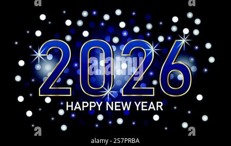 Felice anno nuovo 2026. Sfondo natalizio per il tuo design. Illustrazione vettoriale. Illustrazione Vettoriale