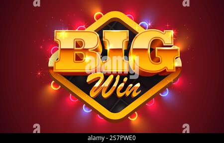 Grande banner d'oro vincente. Firma con lettere dorate. Illustrazione vettoriale. Grande banner d'oro vincente. Firma con lettere dorate. Illustrazione Vettoriale