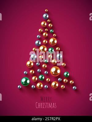 Triangolo creativo albero di Natale fatto di palle lucenti. Buon Natale e felice anno nuovo. Illustrazione vettoriale. Triangolo creativo albero di Natale fatto di palle lucenti. Buon Natale e felice anno nuovo. Illustrazione Vettoriale