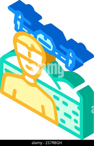 vettore icona isometrica drone pilota drone. segnale drone pilota drone. illustrazione del simbolo isolato. illustrazione vettoriale dell'icona isometrica del drone pilota del drone Illustrazione Vettoriale