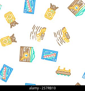 illustrazione a linee sottili con motivo vettoriale senza cuciture per ingegneri minerari. vettore di pattern senza cuciture per l'industria mineraria Illustrazione Vettoriale