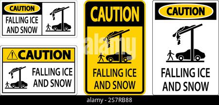 Segnale di attenzione ghiaccio e neve attenzione - segnale di caduta di ghiaccio e neve Illustrazione Vettoriale