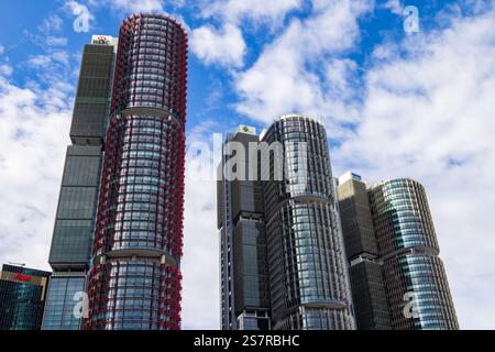 The International Towers, un complesso di grattacieli di uffici a Barangaroo, Sydney, Australia Foto Stock