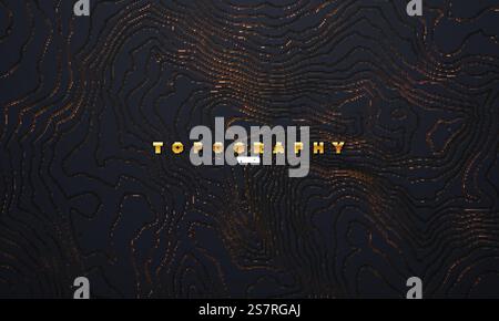 Modello topografico dorato o bronzo. Illustrazione vettoriale dello sfondo topografico della mappa delle altezze. Sfondo astratto con rilievo cartografico metallico inciso. Decorazioni per un moderno design a poster. Modello topografico dorato o bronzo. Illustrazione vettoriale dello sfondo topografico della mappa delle altezze Illustrazione Vettoriale