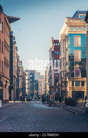 Wrocław, polonia - 01.19.2024: Via San Nicola a Wrocław, Polonia Foto Stock