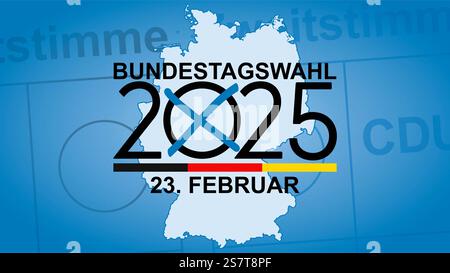 Bundestagswahl 2025 in Deutschland Symbolbild zum Thema Neuwahlen, Bundestagswahlen usw. *** Elezioni del Bundestag 2025 in Germania immagine simbolica sul tema delle nuove elezioni, elezioni del Bundestag, ecc Foto Stock