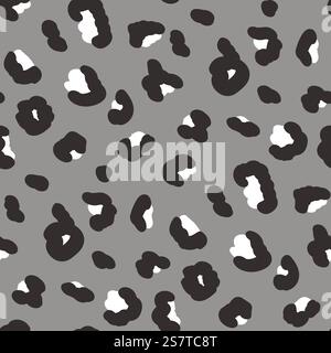 Moderno motivo leopardo bianco e nero senza cuciture. La mimetizzazione degli animali stampa uno sfondo infinito. Copertura ripetuta della pelle di ghepardo o pantera. Astratto ja Illustrazione Vettoriale