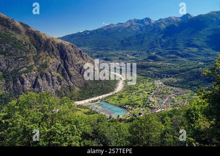 Paesaggio,veduta della valle di Susa,Venaus,Provincia di Piemonte, Foto Stock