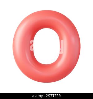 Design 3d lettera o maiuscola, realistico in stile fumetto. Isolato su sfondo bianco. rendering 3d. Illustrazione vettoriale. Lettera o maiuscola 3d. Illustrazione Vettoriale