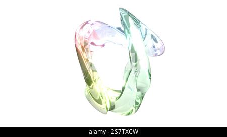 Oggetto astratto olografico 3d forma astratta rotonda fluida rendering 3d. Foto Stock
