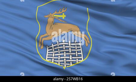 Hrodna City Flag, Country Belarus, Vista ravvicinata, rappresentazione 3D. Foto Stock