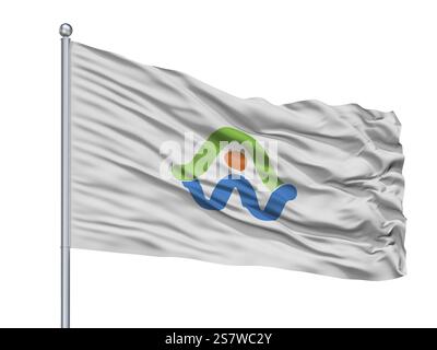 L'Awa città bandiera sul pennone, paese Giappone, Prefettura di Tokushima, isolato su sfondo bianco Foto Stock