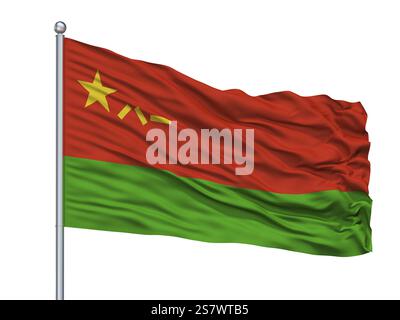 Ground Force Peoples Republic of China Flag on Flagpole, isolato su sfondo bianco Foto Stock