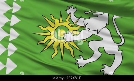 Bandiera della città di Berezovsky, Paese Russia, Oblast di Sverdlovsk, Vista ravvicinata, rappresentazione 3D. Foto Stock