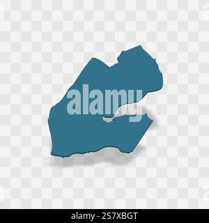 Gibuti rappresentazione vettoriale dettagliata della silhouette del paese. Mappa 3D su sfondo trasparente con ombra esterna. Per uso didattico, decorativo o informativo. Illustrazione Vettoriale
