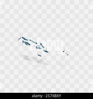 Isole Salomone rappresentazione vettoriale dettagliata della sagoma del paese. Mappa 3D su sfondo trasparente con ombra esterna. Per uso didattico, decorativo o informativo. Illustrazione Vettoriale