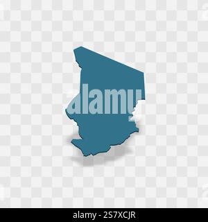 Rappresentazione vettoriale altamente dettagliata del paese. Mappa 3D su sfondo trasparente con ombra esterna. Per uso didattico, decorativo o informativo. Illustrazione Vettoriale