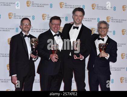 Mac Ruth, Ron Bartlett, Theo Green e Mark Mangini all'EE British Academy Film Awards Press Room alla Royal Albert Hall di Londra, Inghilterra. Domenica 13 marzo 2022 Foto Stock