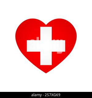 Bandiera della Svizzera - bandiera colorata rettangolare che rappresenta un'identità culturale e un patrimonio nazionale. L'essenza dell'orgoglio nazionale e dell'unità. Attaccata dagli angoli di un album di carta Illustrazione Vettoriale