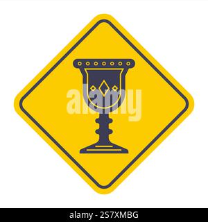icona a forma di tazza medievale su sfondo giallo. bicchiere di vino Illustrazione Vettoriale