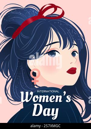 Giornata internazionale della donna. Poster verticale. Illustrazione Vettoriale