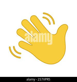 Icona Emoji a forma di mano. Cartello di benvenuto amichevole. Simbolo di saluto o addio. Illustrazione del vettore isolato Illustrazione Vettoriale