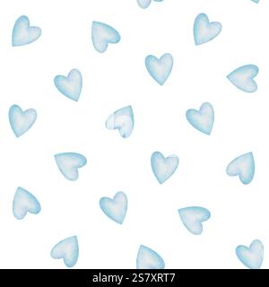 Motivo blu cuori senza cuciture. Bella illustrazione per la decorazione di San Valentino. Sfondo romantico, ideale per biglietti d'auguri, carta da parati o tessuti Foto Stock
