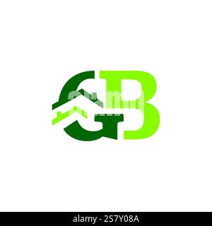 Un logo pulito e creativo con iniziali verdi e un contorno della casa, che simboleggia la proprietà e la sostenibilità. Perfetto per le aziende nel settore immobiliare Illustrazione Vettoriale