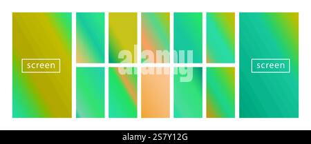 Blocco dello schermo mobile Visualizza la collezione di sfondi colorati in colori neon alla moda. Design vettoriale dello schermo moderno per app mobili. Astratto di colore morbido Illustrazione Vettoriale