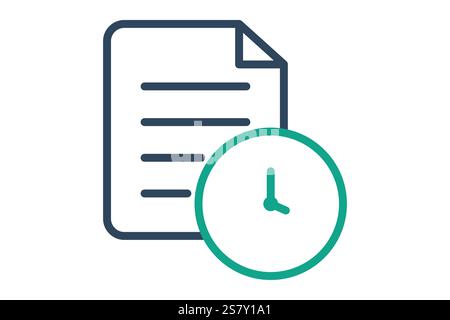 Icona Cronologia. stile icona linea. documento con orologio. icona relativa all'ora e alla data. illustrazione vettoriale degli elementi temporali Illustrazione Vettoriale