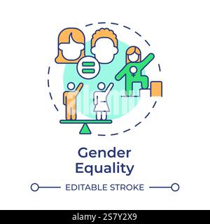 Icona del concetto di uguaglianza di genere multicolore Illustrazione Vettoriale