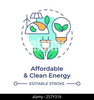 Icona multicolore a risparmio energetico e a basso costo Illustrazione Vettoriale